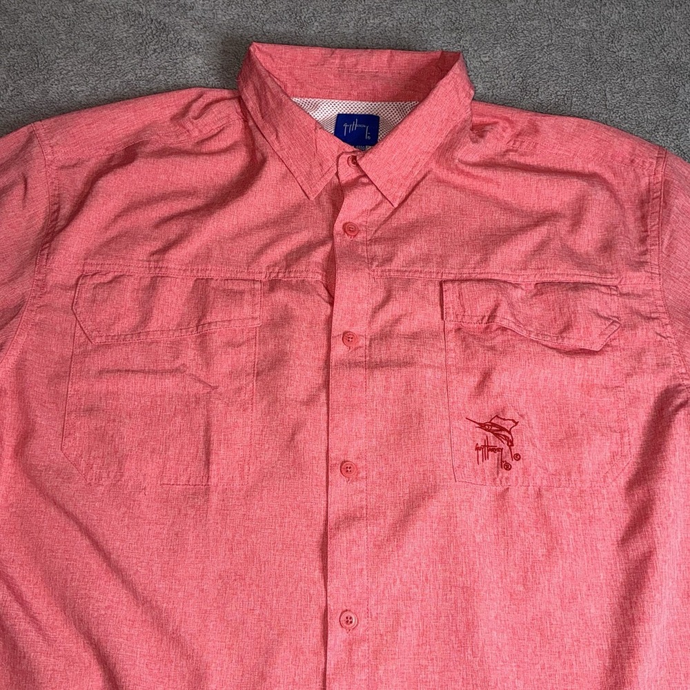Mens Guy‎ Harvey Coral Vented Button Down Short Sleeve Fishing Shirt 3XL